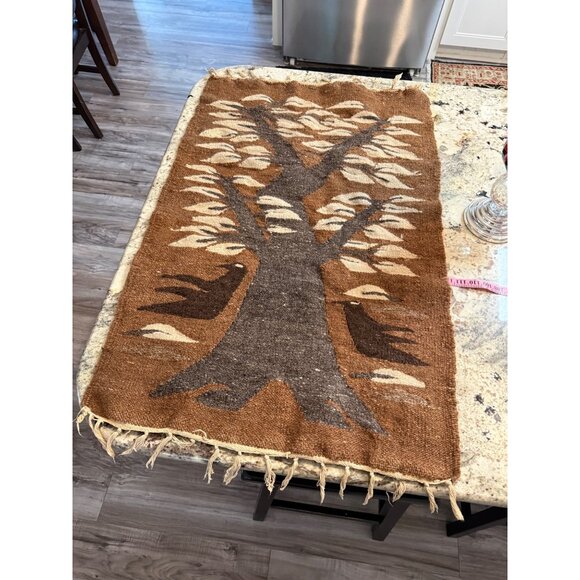 Vtg Hand Woven Egyptian Pictorial Tree of life  Kilim Rug Wool Tapestry  Art - Picture 9 of 11